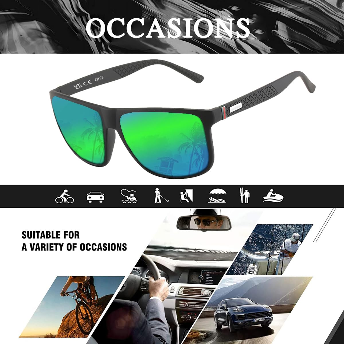 Occhiali da Sole Polarizzati Uomo Donna, Occhiali Vintage Eleganti Montatura Classica, Lenti Pilota HD, Golf Guida Pesca Occhiali da Viaggio Sport all'Aria Aperta Moda Occhiali da Sole