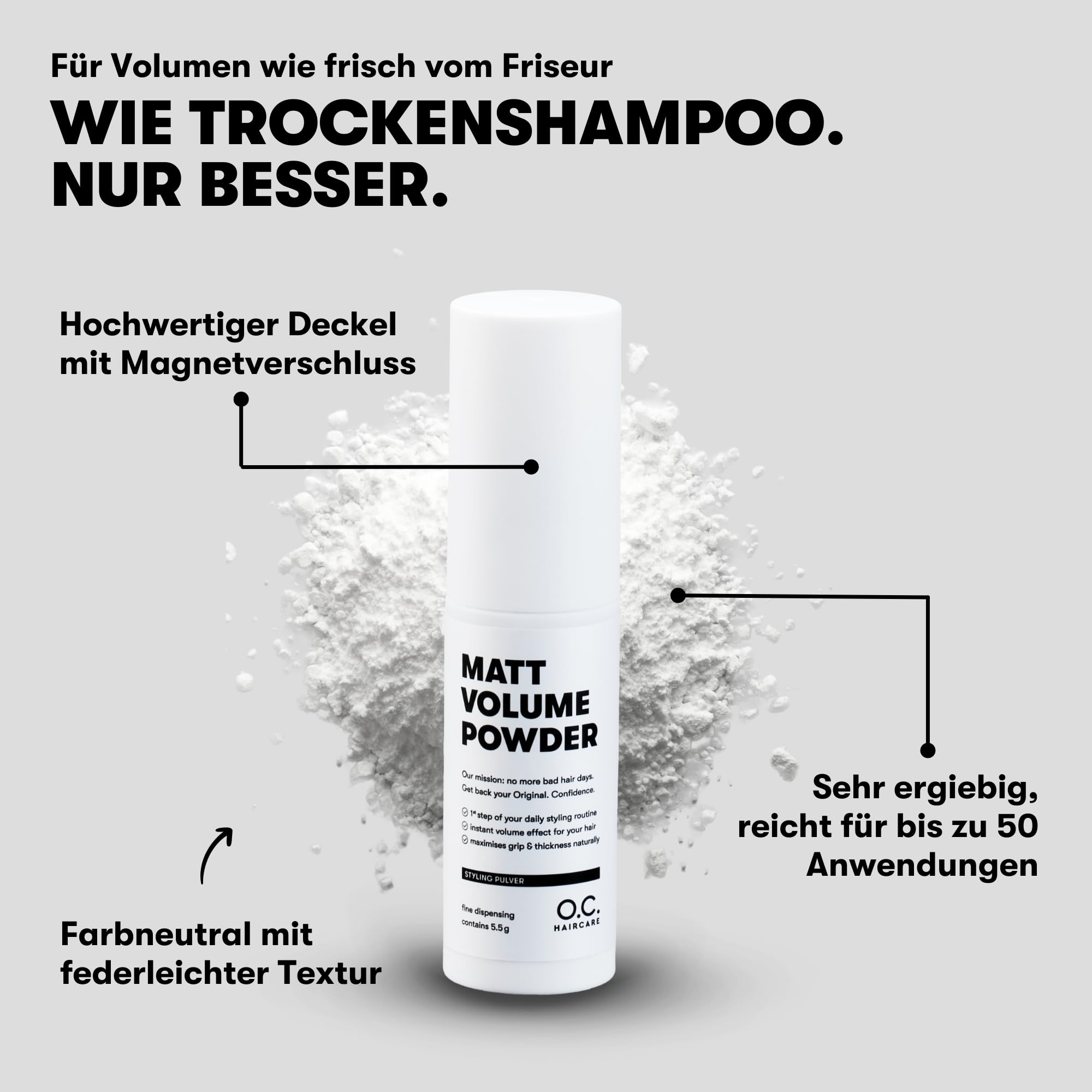 O.C. HAIRCARE Streuhaar Starter Set zur Haarverdichtung - für Scheitel, kahle Stellen am Ober- und Hinterkopf - von führenden Salons empfohlen - 11 Farben - widerstandsfähige Streuhaare
