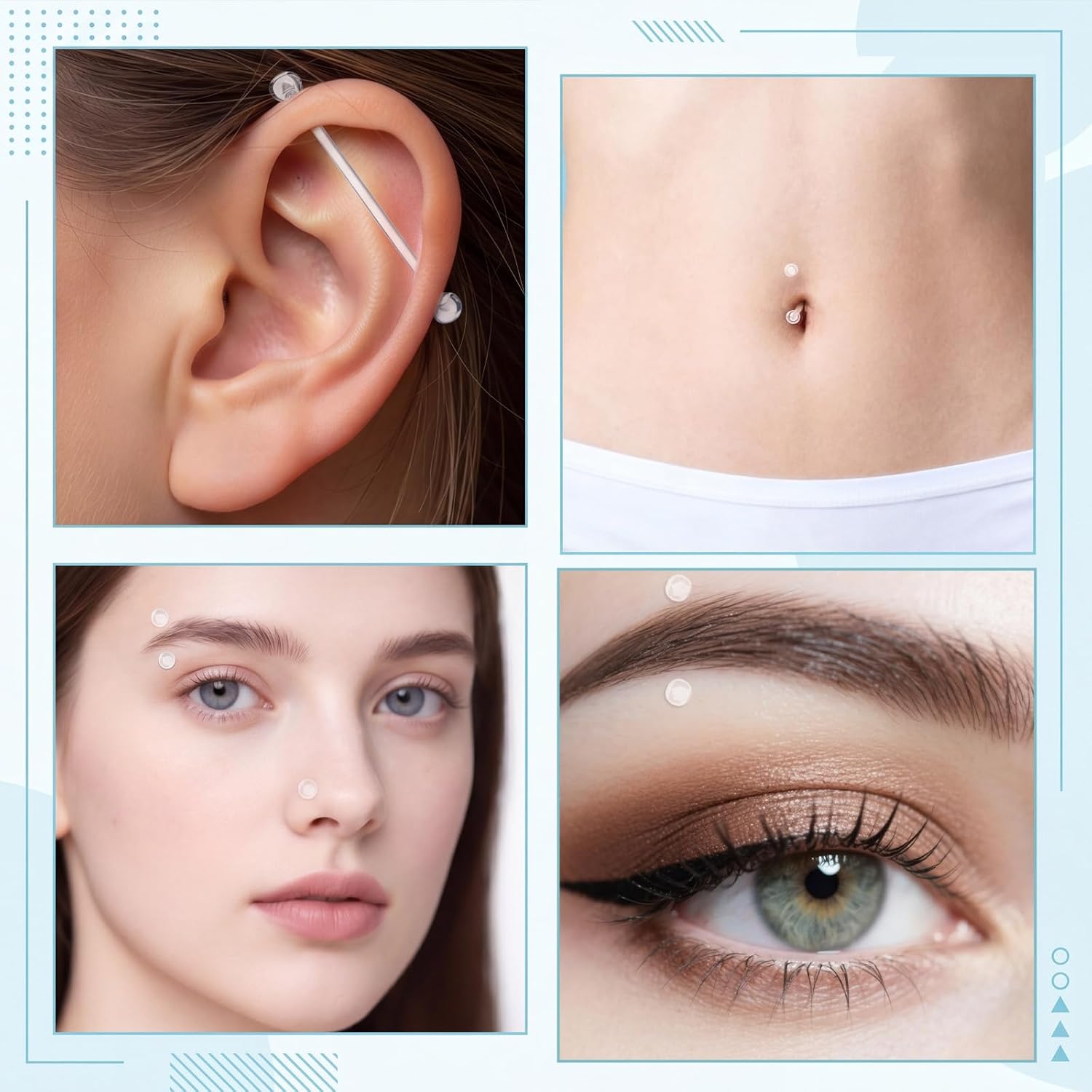 76 Pcs Clear Industrial Piercing Jewelry, Bioflex Nose Rings Septum Cartilage Rook, Nose Septum Eyebrow Lip Labret Piercing Retainer, Plastic Industrial Barbell Jewelry for Surgery, Sports, Work