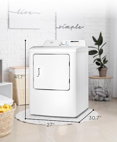 Miniatura 7 de BLACK+DECKER Secadora de carga frontal de 7.0 pies cúbicos, secadora de ropa eléctrica con pantalla LED y control de dial, 5 sensores y selecciones