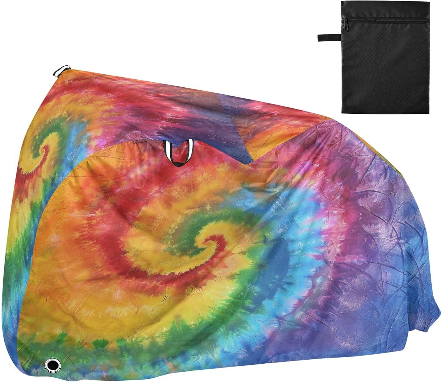 ALAZA Swirl Tie Dye Rainbow Color Bike Cover Waterproof Outdoor Ebike Bicycle Covers Tarp Protection for 1/2 Bikes, Sun UV Dust Wind Proof