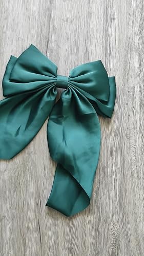 Ginoya Brothers Satin-Haarspange – Große Schleife Mit Metallclip, Langer Schwanz, Für Hochsteckfrisuren & Alltag