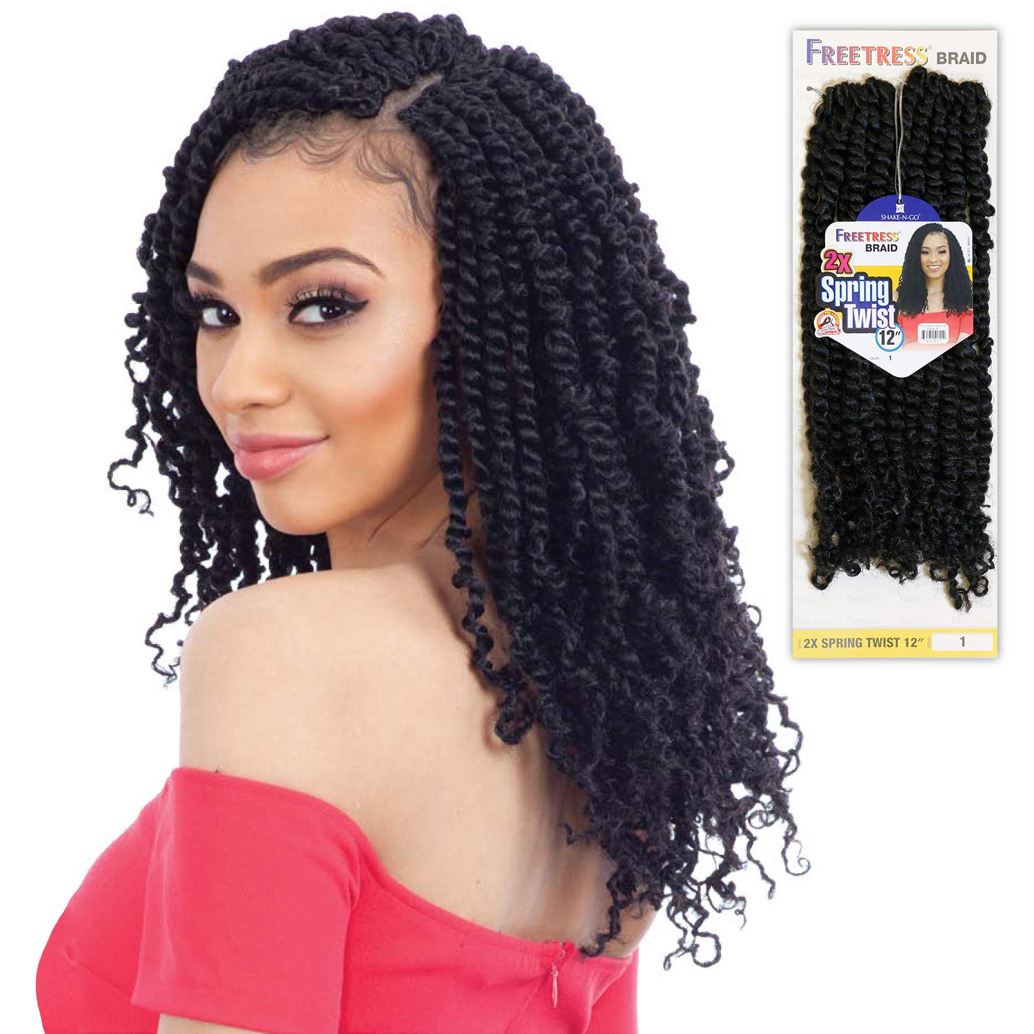 MULTI PACK DEALS! FreeTress Crochet Braids 2X spring Twist 12" (3-PACK, 1B)