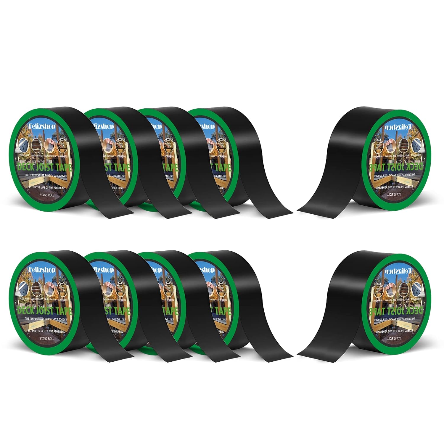 Felizshop Joist Tape Deck 3" x 50' 2 Rolls and 2" x 50' 8 Rolls Flashing Tape : Industrial & Scientific