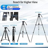 Vista 2 de SIRUI Trípode de Video AM-15S, trípode de servicio pesado con cabezal fluido para cámaras, esparcidor de nivel medio, placa de liberación rápida