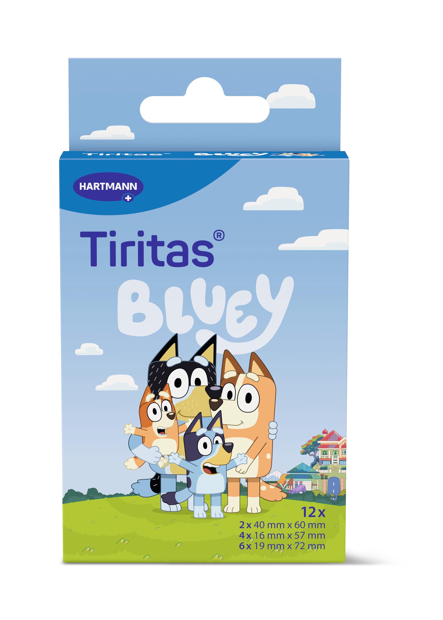 Tiritas Bluey; con los Personajes Emblemáticos de la Serie Bluey; Diseños Surtidos; Bandit, Chilli, Bingo, Bluey; Apósitos Infantiles; 12 Unidades