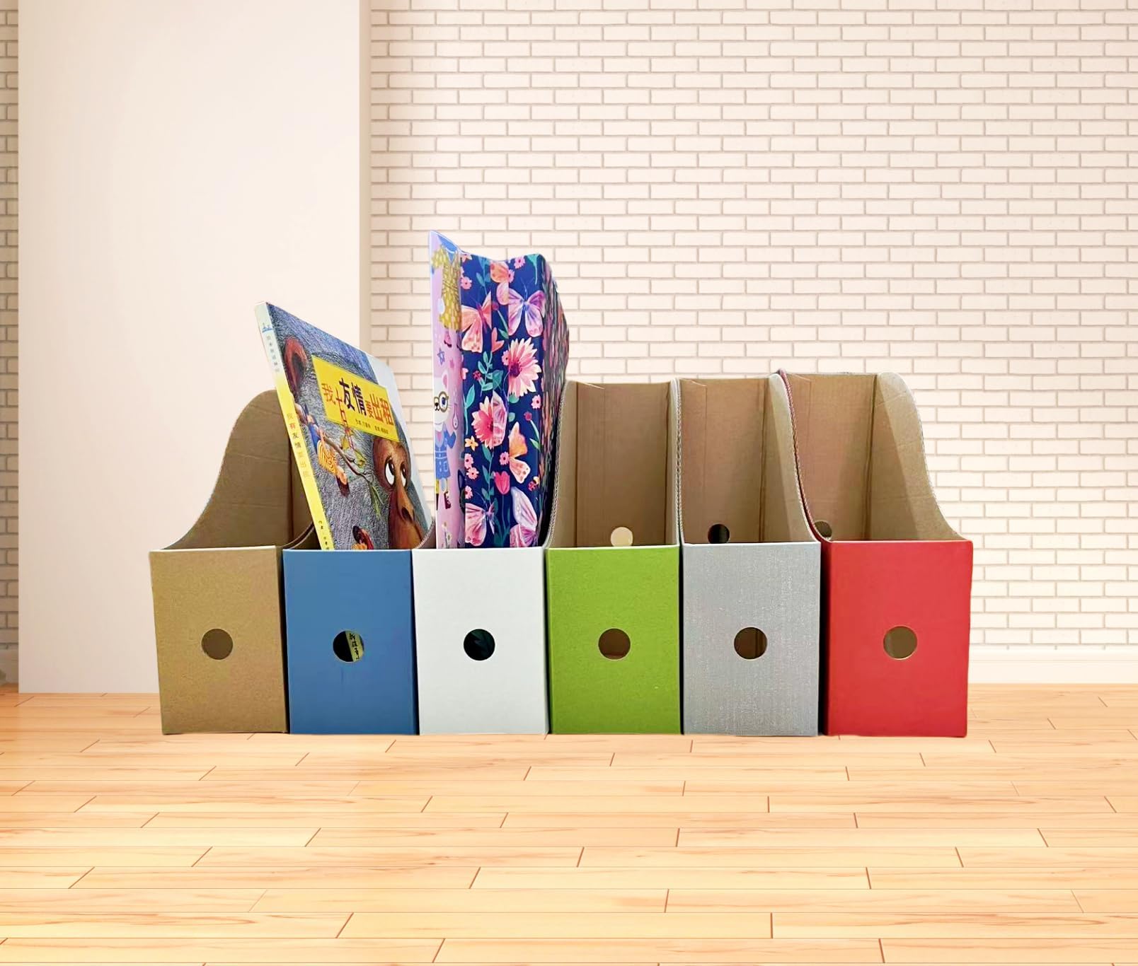 ZaoFem Magazine Holders for Shelves, Closet shelf Magazine Holder, Set of 6, Multicolor, Magazine Storage Containers Great for Catalogs, Magazines, Reports, File Folders