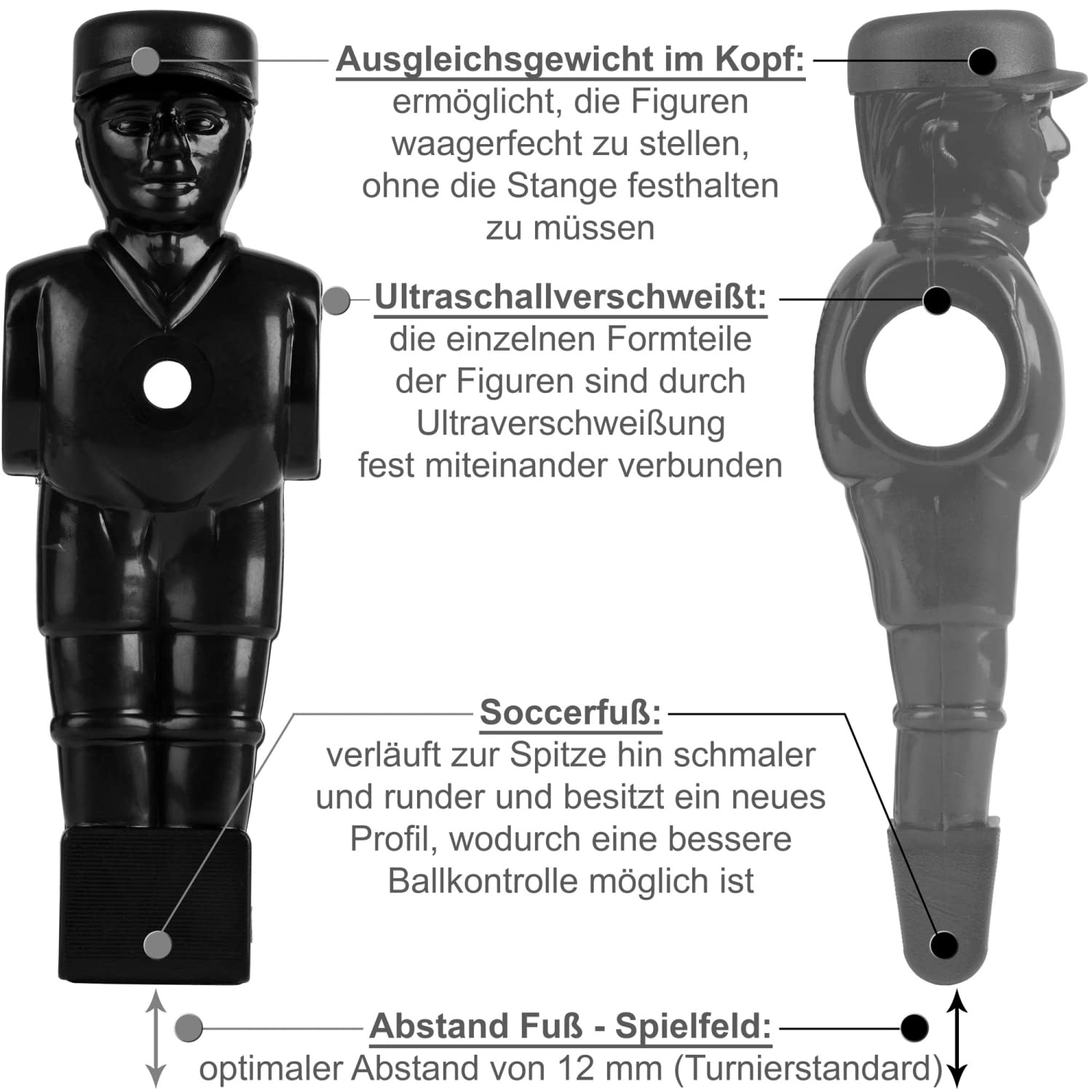 TUNIRO Tischkicker Basic/Pro, vormontiert, 4 Dekorvarianten, schadstoffgeprüft, inkl. DVD + Bälle, Kicker-Tisch Tischfussball