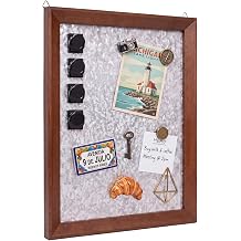 Rustic Metal Magnetic Board with Frame 24" x 18" Farmhouse Barn Door Wood Framed Galvanized Metal Magnetic Memo Board Wall Organizer with 4 Clips Farmhouse Wall DecorClassic Framed