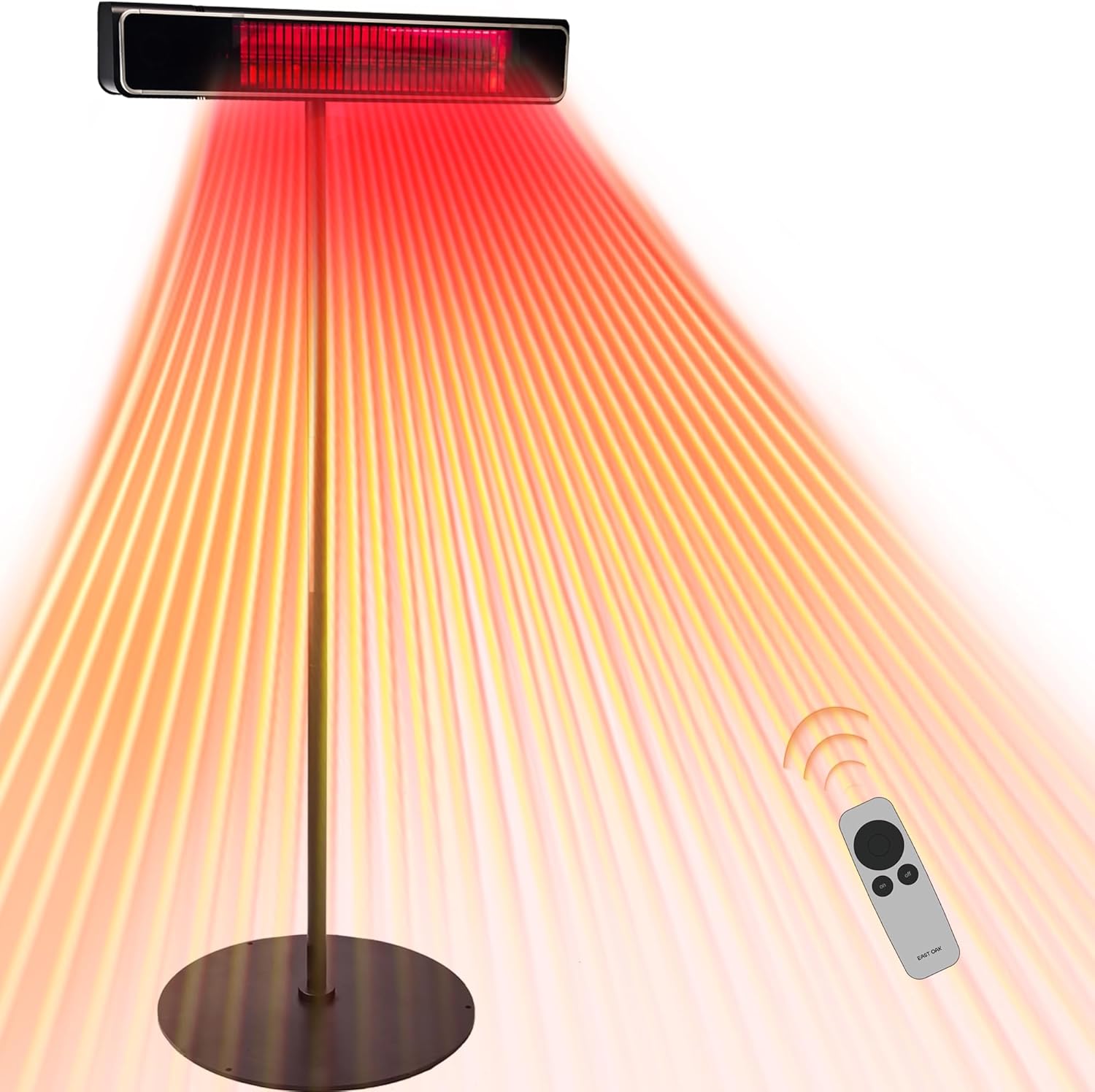 EAST OAK Patio Heater, 1500W Standing Indoor Outdoor Heaters for Patio with Nanocrystal Glass-ceramic, 3 Heat Settings & 24h Timer, Fast Heat Waterproof & Dustproof, Tip-over & Overheat Protection