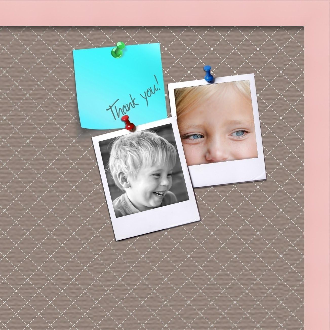 PinPix Custom Printed pin Cork Bulletin Board Made from Canvas, Seemless Pattern 24 x 16 Inches (Completed Size) and Framed in Baby Pink Stain on Beech (PinPix-530)