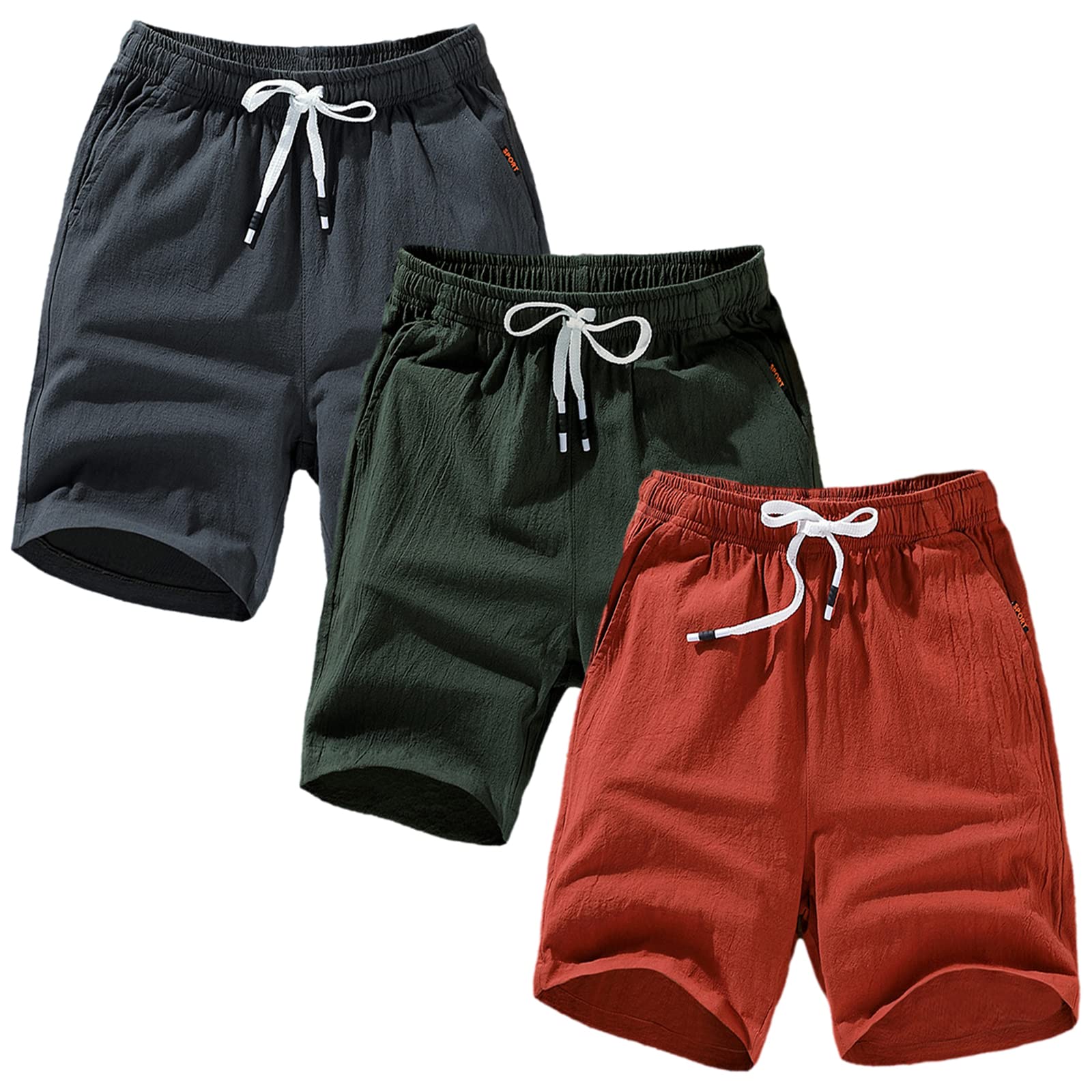amropi Pantalones Cortos Hombre Pack de 3 Casuales Shorts de Deporte Pantalón Pijama