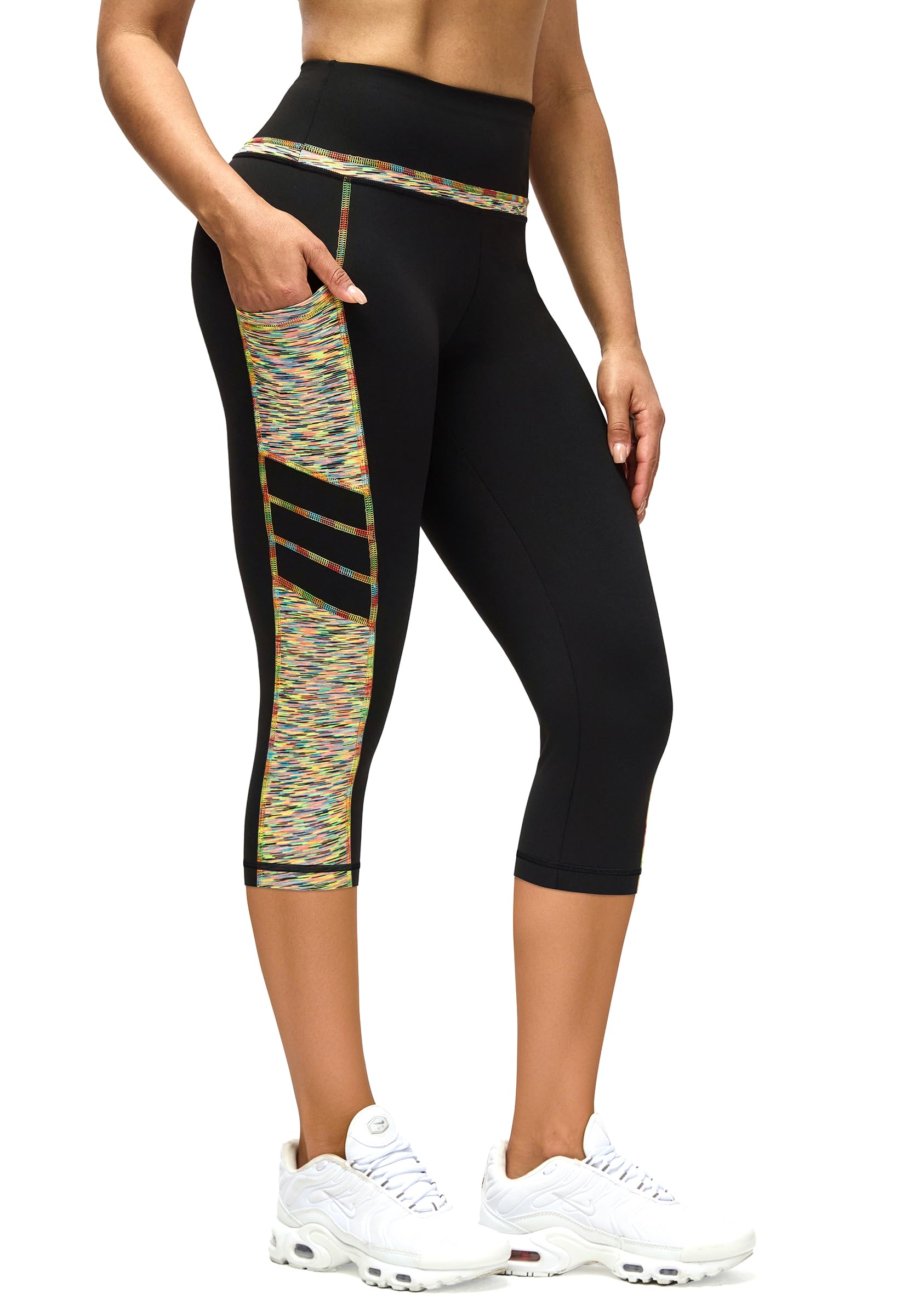 Rexspek Sporthose Damen 3/4 mit Tasche,Blickdicht Leggings Damen Jogginghose Damen Fitnesshose