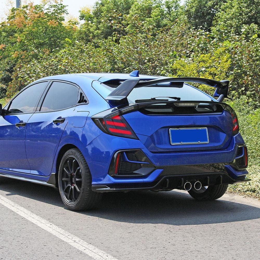 Dla CIVIC Hatchback FK7 2016-2021 Tylny Spojler Bagażnika Samochodu Dyfuzor Body Kit Tylna Klapa Tylna Skrzydło Splitter Dekoracji(Bright Black)