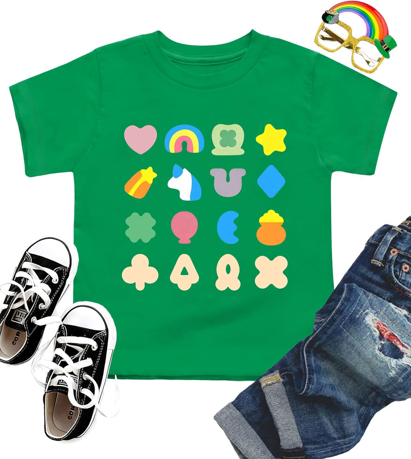 Kids St Patricks Day Shirt Boys Girls Shamrock Clover Shirts Irish St Paddys Day Short Sleeve Tee Tops 2-6T