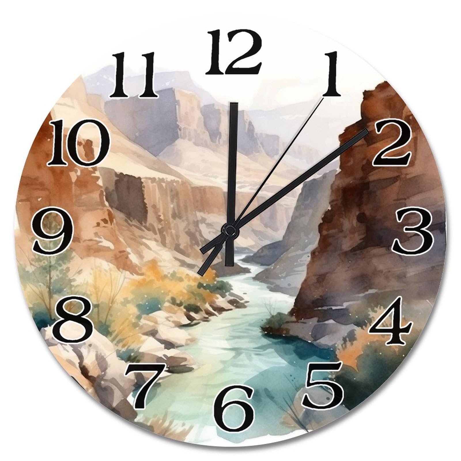 Horloge murale paysage Grand Park en bois objet décoration voyage 25,4cm