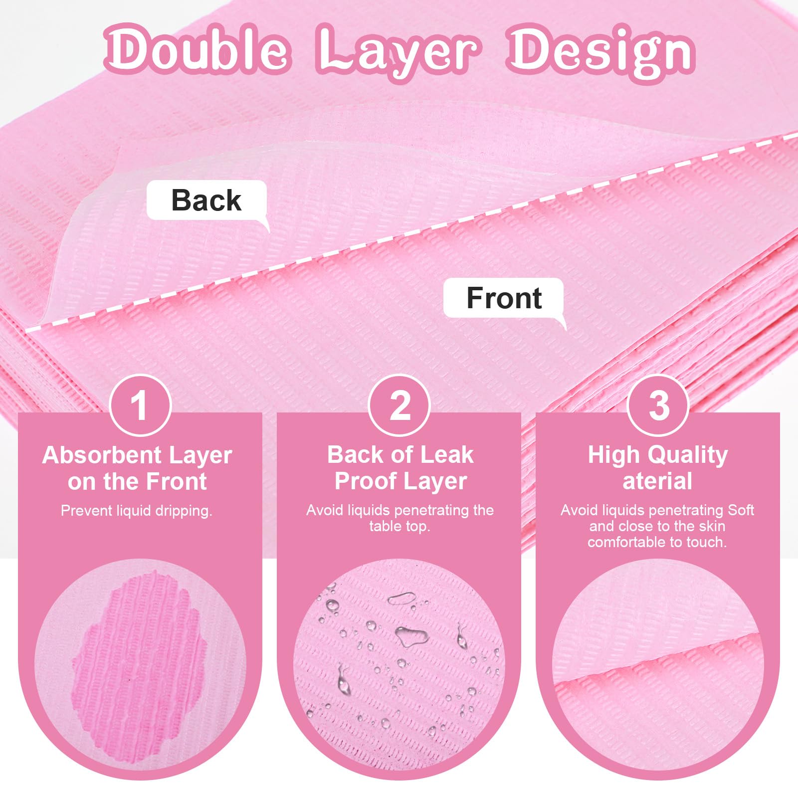 Oruola 20pcs Disposable Nail Mat,Pink Nail Art Table Mats,Waterproof Nails Desk Mat for Manicurists,Nails Table Manicure Tables Pads,Also Use to be Dental Bibs or Tattoo Tables Mats - Image 4