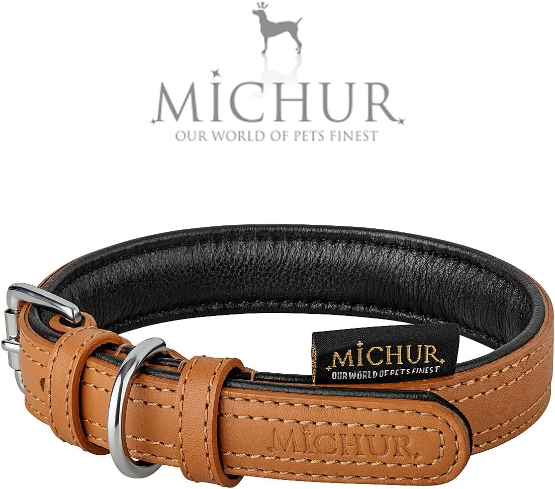 MICHUR DANA Dog Collar Leather Collar High Quality Soft Cow Leather , available in Different Sizes