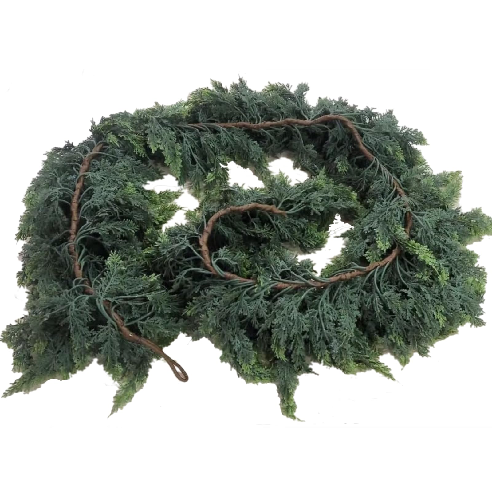 Guirnalda de Navidad artificial de cedro verde - Guirnalda de agujas de pino Norfolk de 1,8 m para vacaciones, chimenea, ventana, escaleras, interior y exterior (1,8 m de grosor)