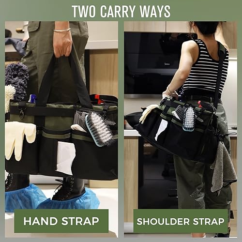 Miniatura 8 de Paquete de 2 bolsas grandes de limpieza portátiles, verde y marrón