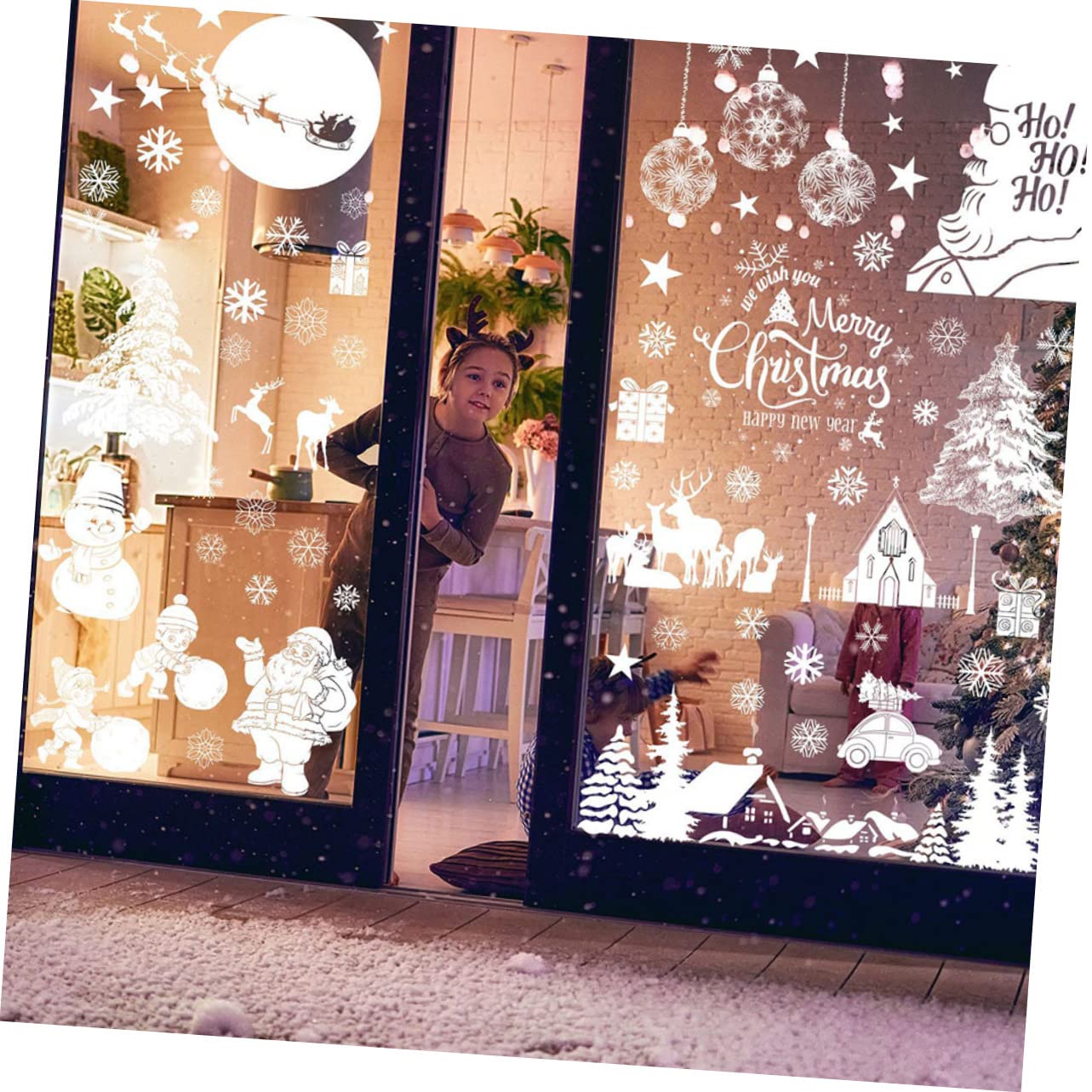 PRETYZOOM 36 Blätter Weihnachtsaufkleber Weihnachten bevorzugt Schneemann-Fensteraufkleber weihnachtsdeko Weihnachtssticker Wasserfeste Aufkleber fensteraufkleber selber machen PVC
