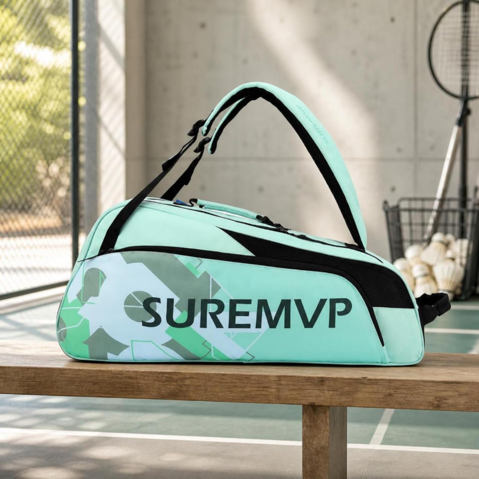 Borsa Porta Attrezzatura Sportiva Zaino Racket Borsa Tennis Borsa Padel Borsa Badminton con Struttura Robusta E Cinghie Regolabili in Oxford E PU, Array, D-10 Verde Pappagallo