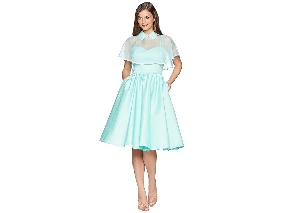 

Unique Vintage Luna Swing Dress Mesh Capelet (Mint) Women's Dress, Green