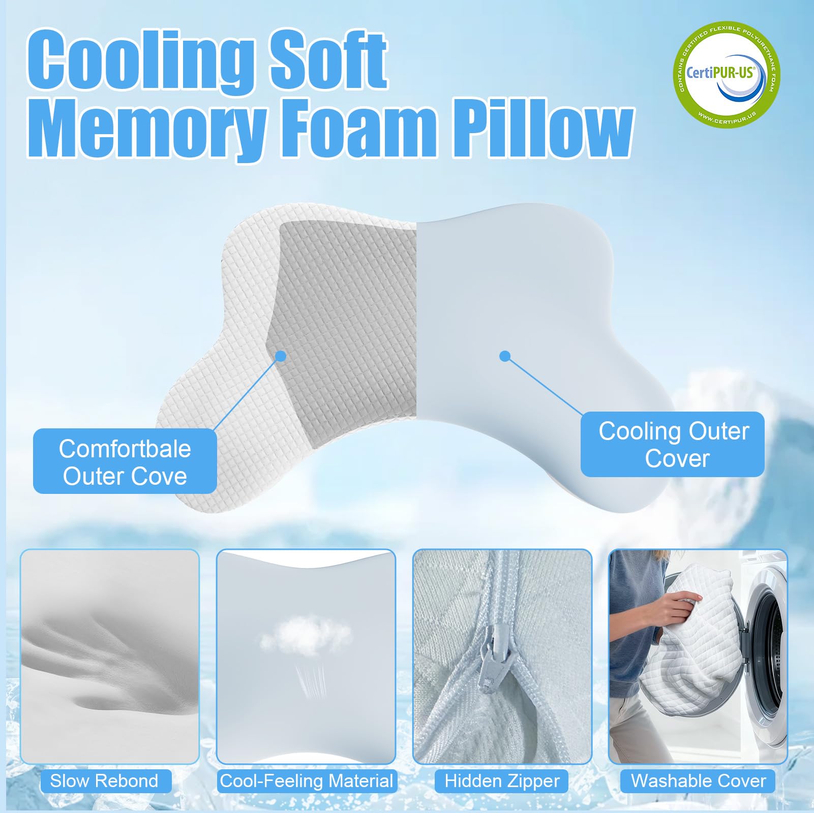 Almohada Cervical con Orificio Para el Brazo, 2 en 1 Almohada Ergonómico Espuma de Memoria Almohada para Soporte de Cabeza I Cuello I Hombro, Relajación y Alivio del Estrés con 2 Fundas de Almohada