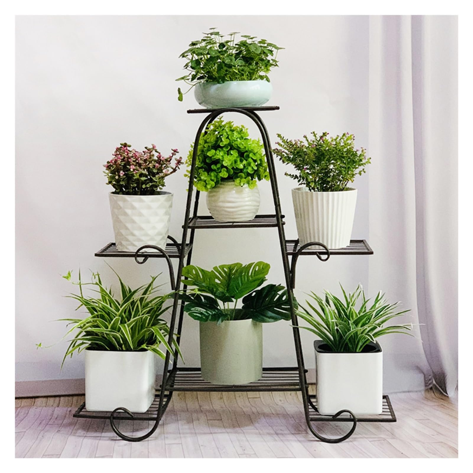YUANCHUTOP Elegant 3-Tier Metal Flower Stand - Multifunctional Plant Storage Rack for Indoor & Outdoor Decor - Stylish Flower Tray Holder (Color 1, 83x25x85CM)