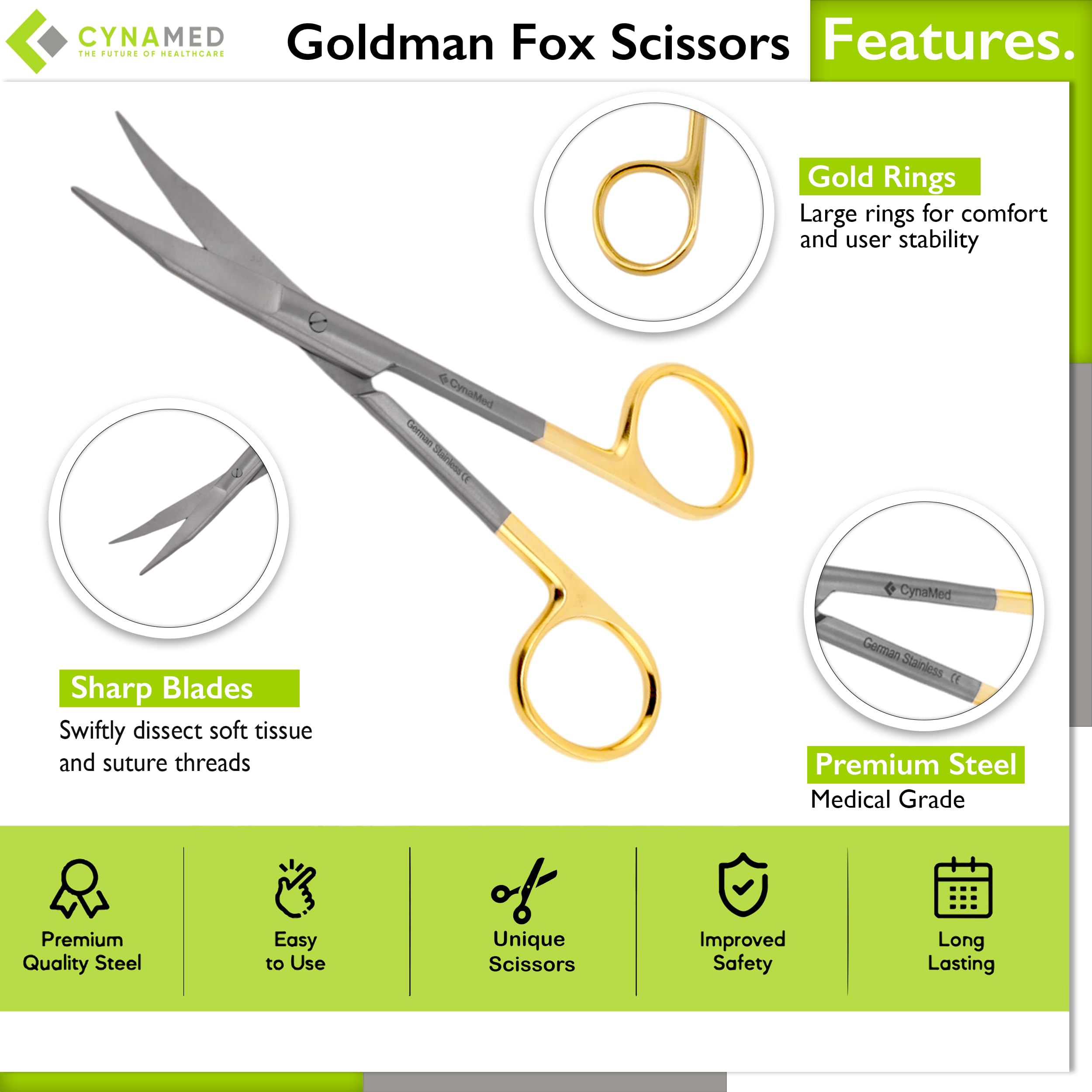 Goldman Fox Scissor 13 cm - Super Cut Sharpness - Premium