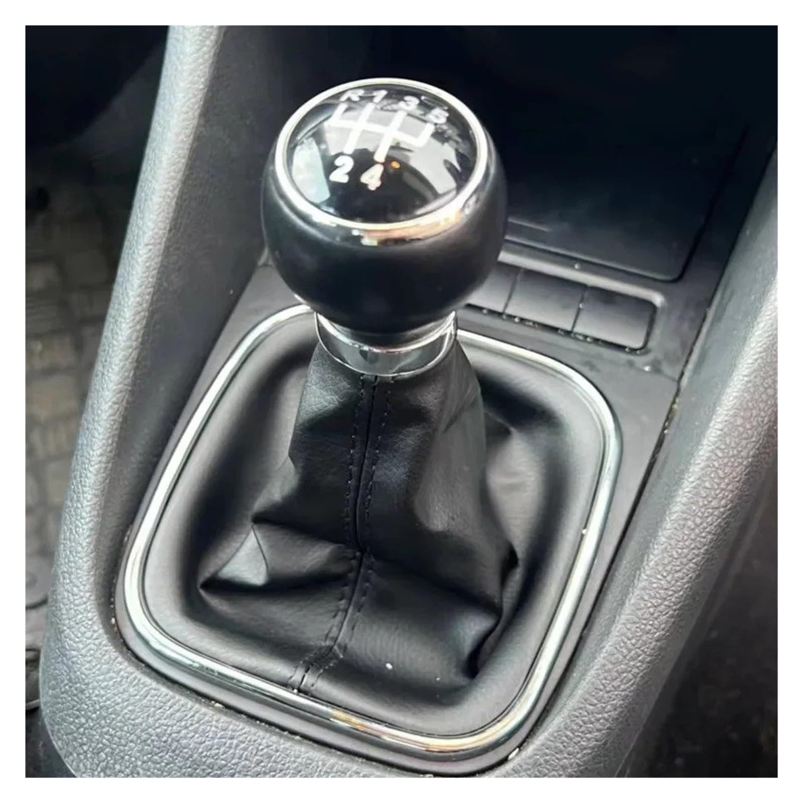 SAUANMNKTP Gearshift Knob for VW for Golf 6 for Jetta MK6 2010-2014 5 Speed Stick Gear Shift Knob Leather Boot Collar Case(5Speed)