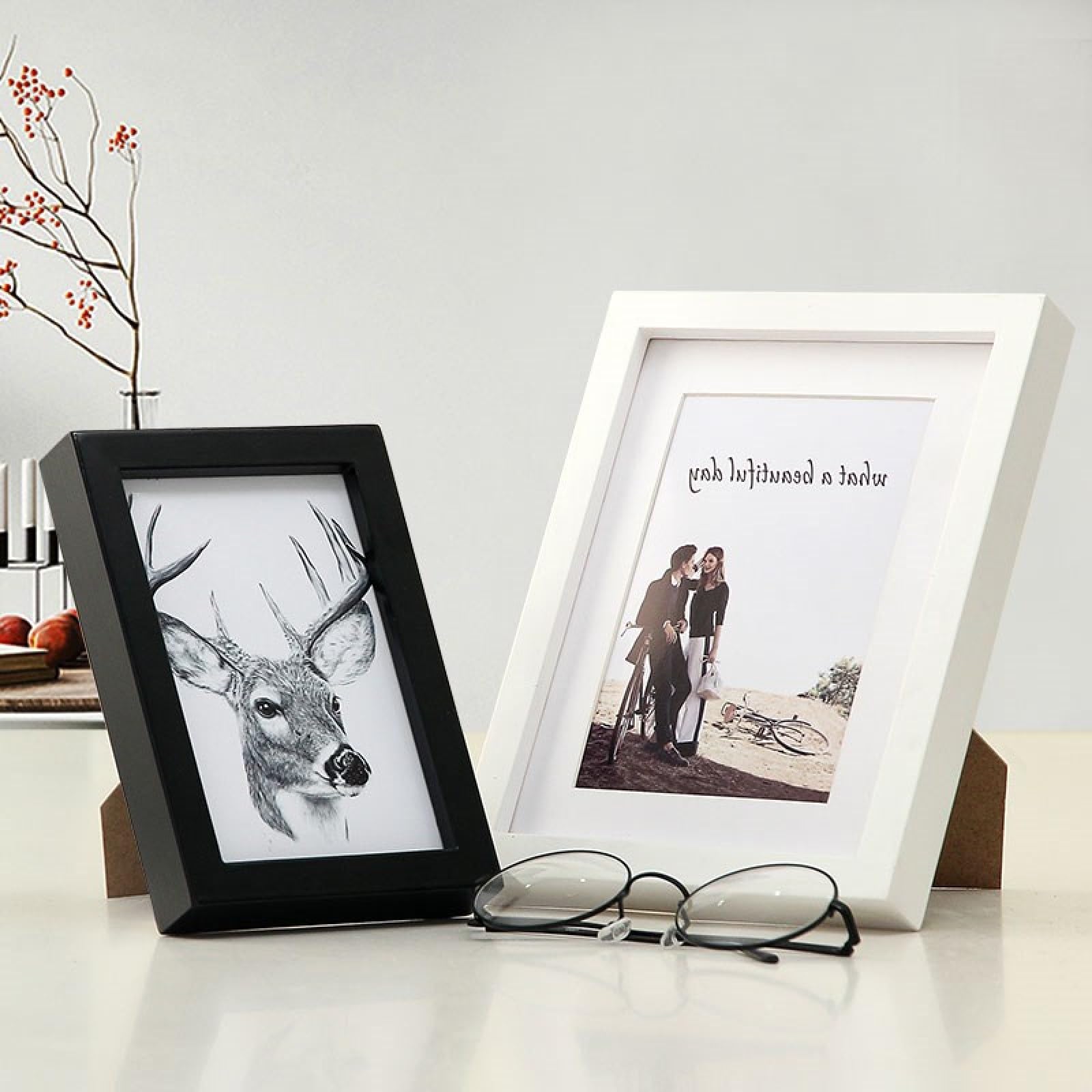 Fotorahmen Personalisiertes Geschenk Massivholz Zwei Zweck 20,3 × 30,2 cm Grün