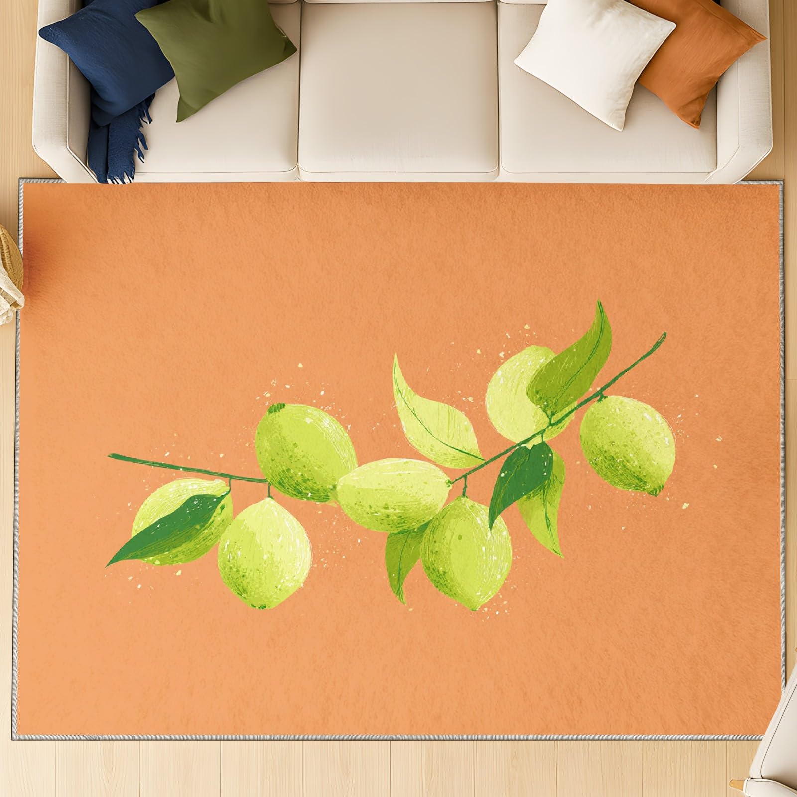 Générique Tapis Intérieur 120 x 180 cm Fruit Abstrait Scandinave Tapis Citron Vert Lavable, Tapis de Chambre Moderne à Poil Ras, Antidérapant & Résistant, Tapiss Sol Décor À La Maison