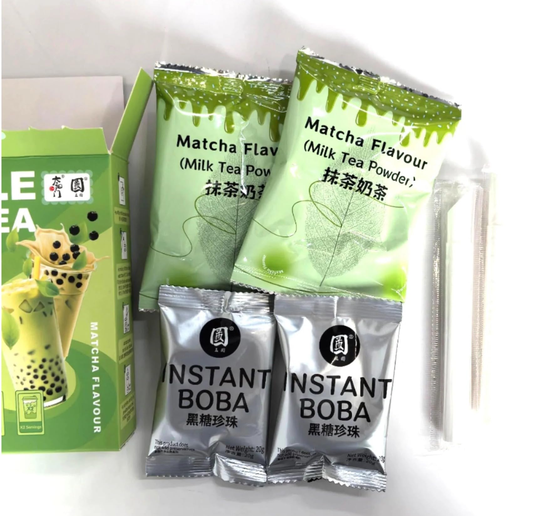 TYM Bubble Thé Saveur Matacha, Oolong à la Péche, Earl Grey, Thé Assam 120g (2 portions)/Boite - Livraison Gratuite France (3 boites, Saveur matcha)
