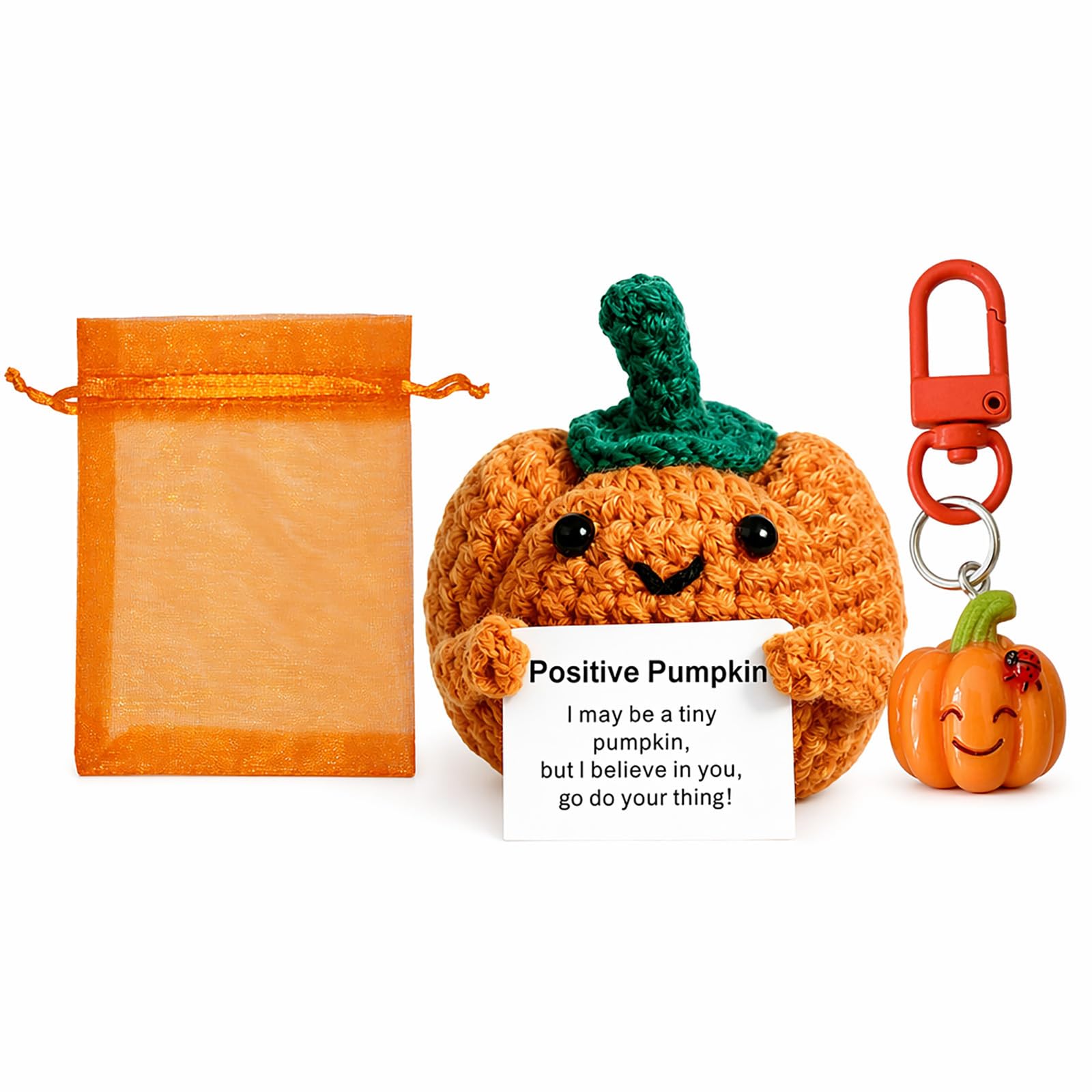 Crochet Emotional Support Pumpkin Autumn Positive Gifts Mini Desk Ornament