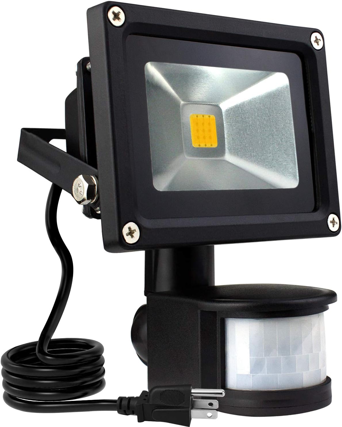 ASIGN Big Sale ! 10W Motion Sensor LED Flood Light, 3000K Warm White, 1100lm(MAX), IP65 Waterproof Security Spotlight with PIR for Driveway, Frontdoor, Stair, etc.