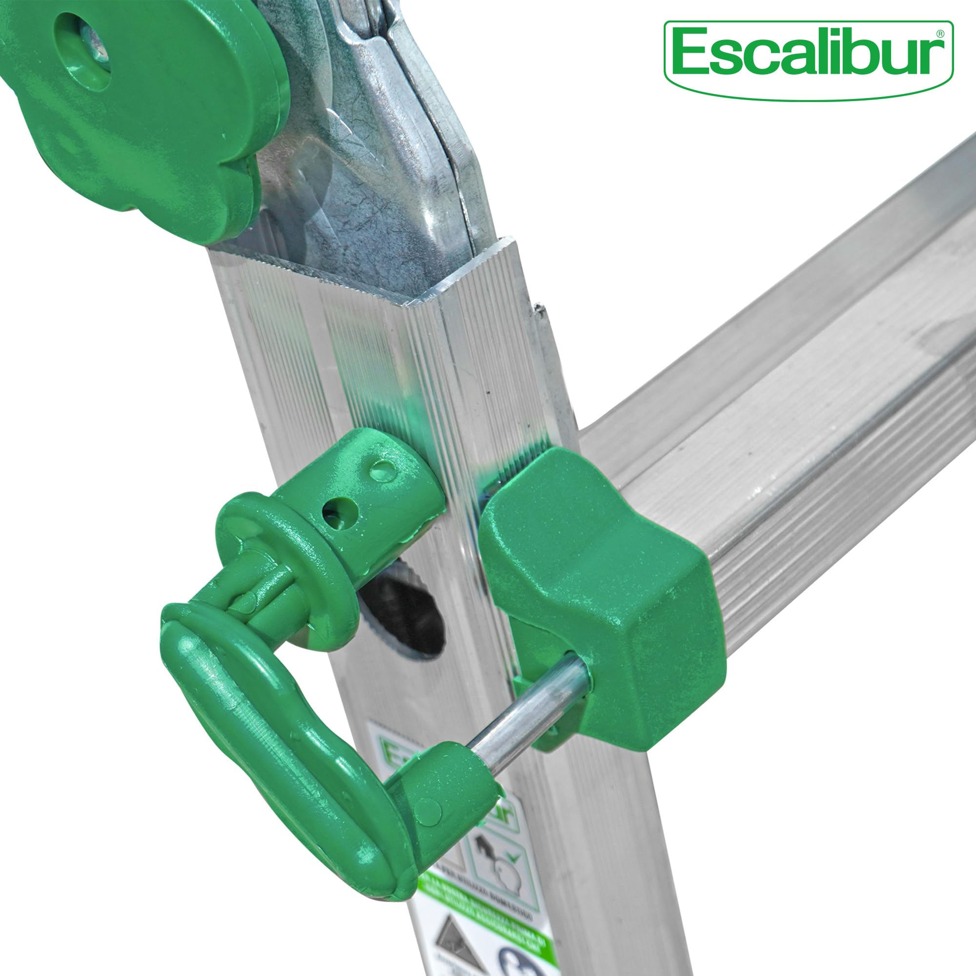 ESCALIBUR AK33 - Scala Telescopica in Alluminio con Piastra di Sicurezza e Cerniera Automatica - Scala Pieghevole, Allungabile e Portatile per Lavori Domestici, 3+3 Gradini, Portata 150kg