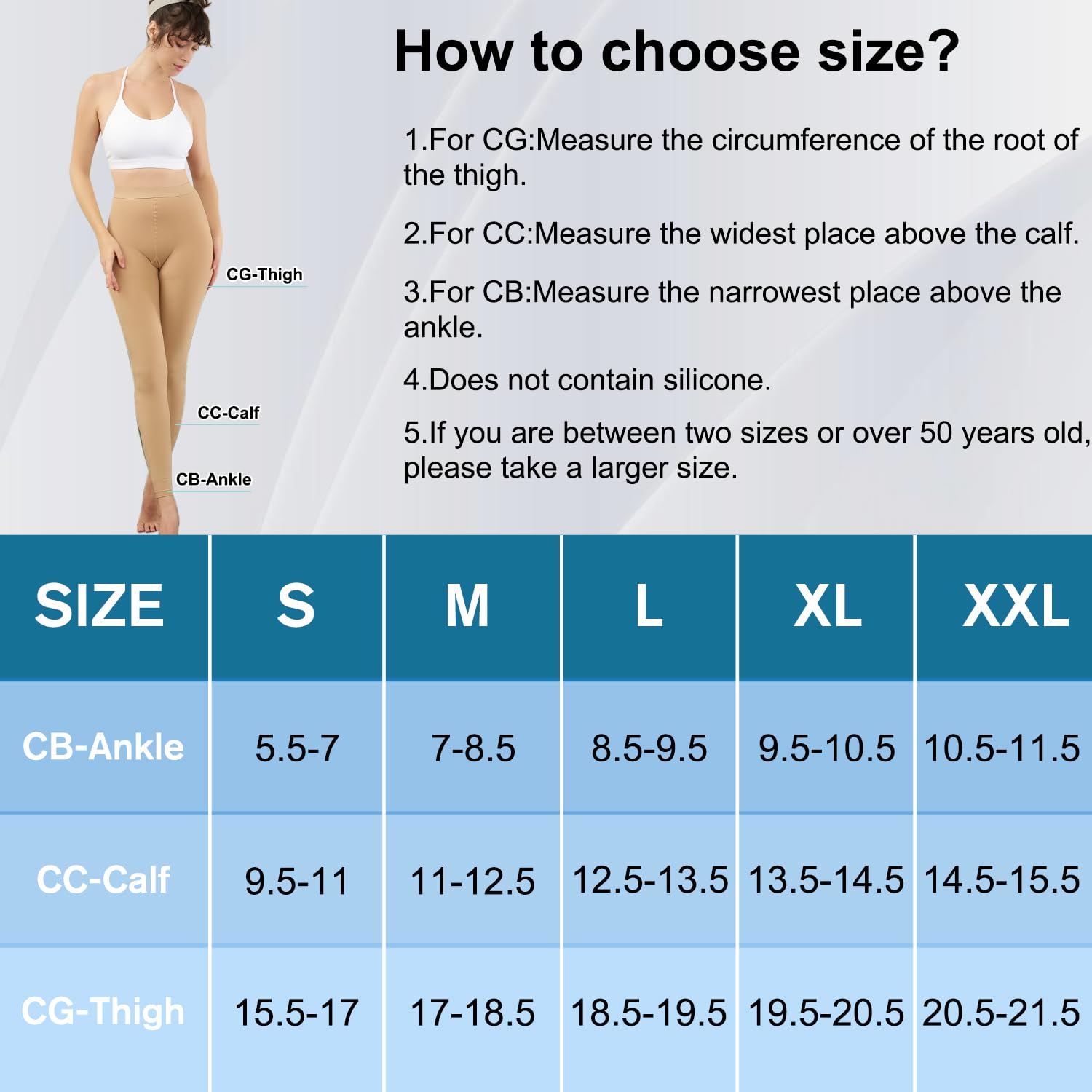 Medias de compresión para mujeres y hombres, medias de compresión de grado médico de 15-20 mmHg, medias de compresión para muslos para mujeres, medias de apoyo de cintura alta para circulación de