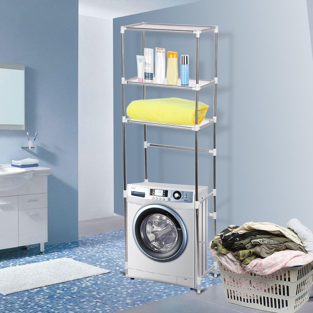 3-Tier Bathroom Shelves Over the Toilet Storage, Storage Rack Over Toilet/Bathroom/Laundry/Washing Machine Shelf Unit Organizer 68*28*165 cm