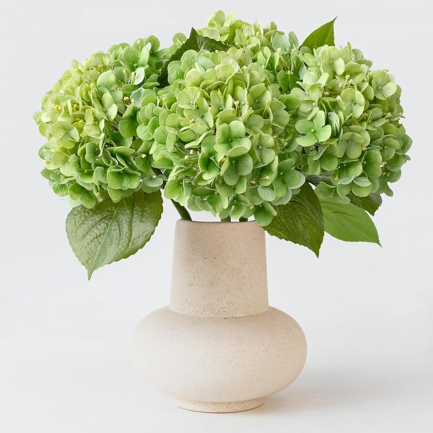 ZYTUYO 4PCS Green Fake Real Touch Hydrangea Flowers 20'' Lifelike Latex Artificial Hydrangeas for Spring Home Decor Outdoor Garden Porch Indoor Bathroom Living Room Kitchen Table Centerpiece