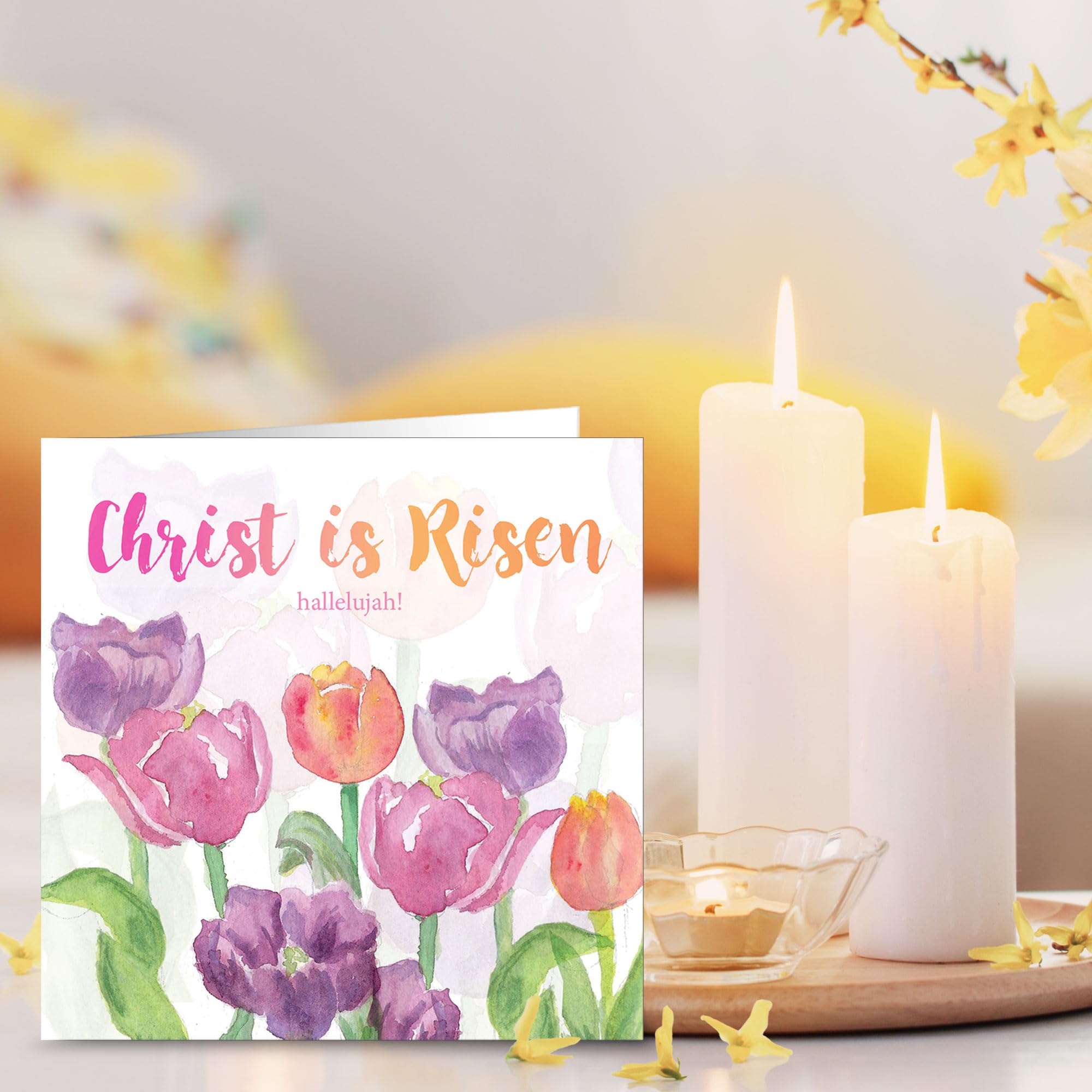 Religious Easter Cards, Christ is Risen, pack of 5, with white envelopes and Bible verse inside these Christian Easter cards - Image 2