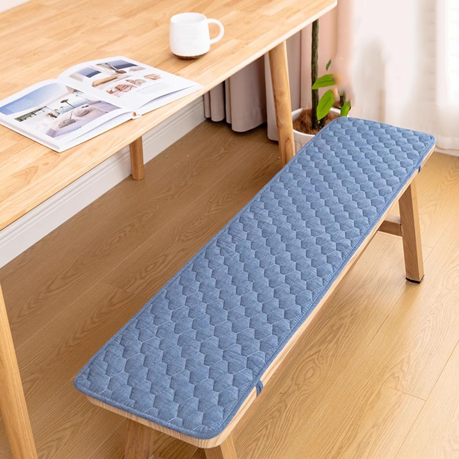 Mozzeilee Soft Bench Cushion Seat Cover, Washable 2/3 Seater Decorative Chair Pad with Non-Slip Design, Home Long Sofa Footstool Protector Mat (Dark blue,40x180cm)