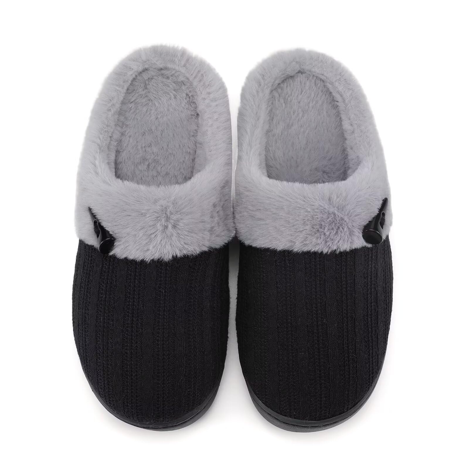 NineCiFun Women's Slip on Fuzzy House Slippers Memory Foam Slippers Scuff Outdoor Indoor Warm Plush Bedroom Shoes with Faux Fur Lining