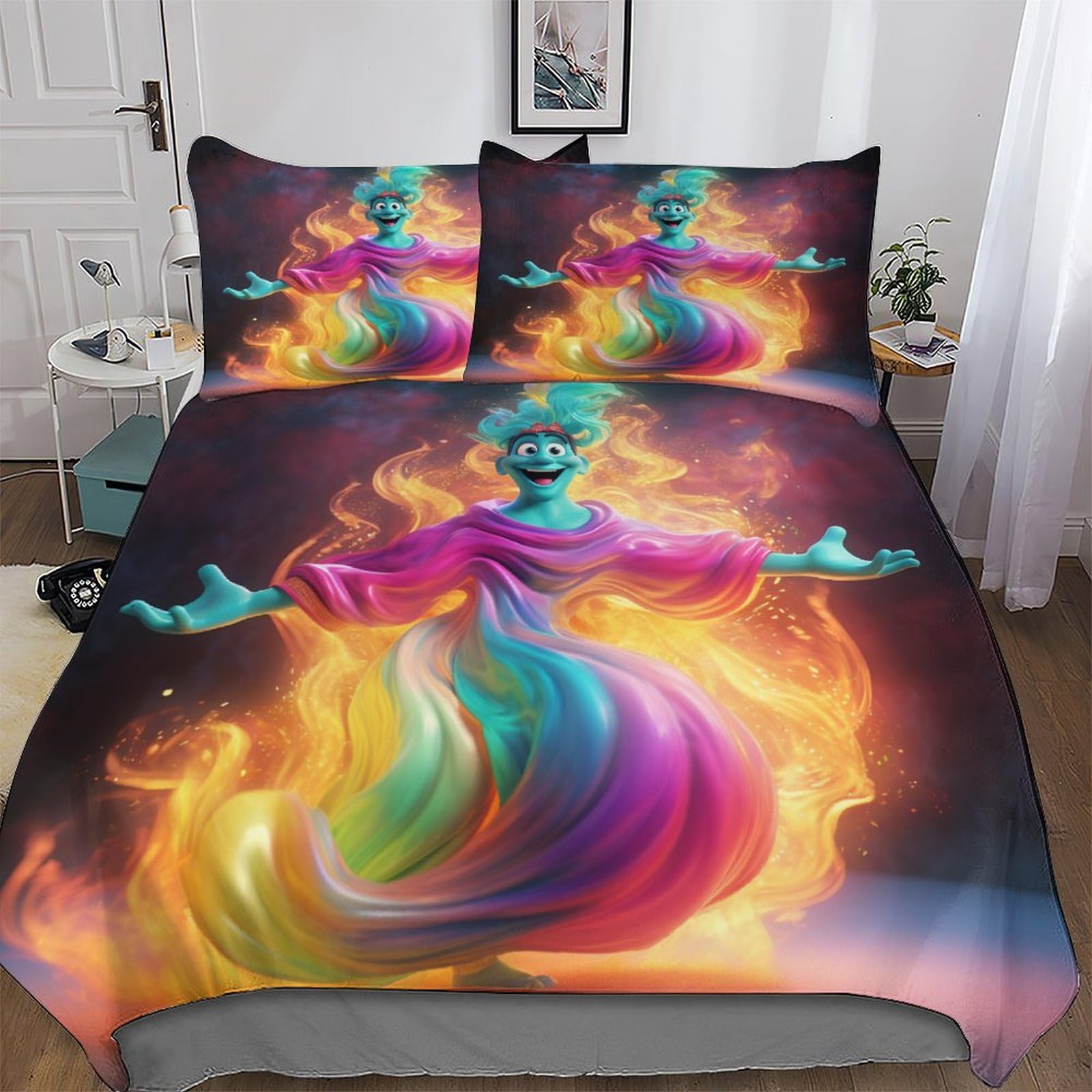 Housse de couette King 220x240cm chic et confortable en microfibre premium motif elfe