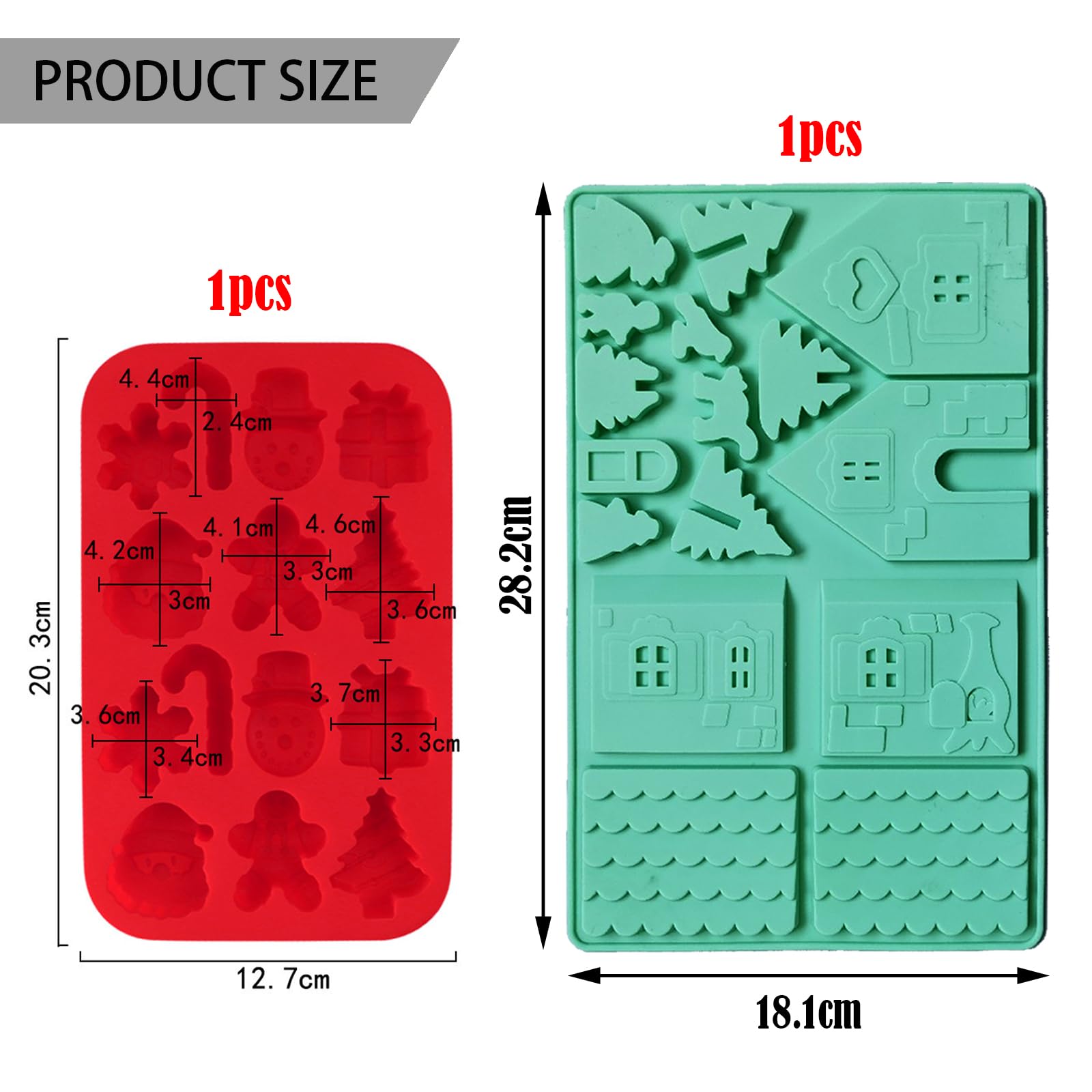 Stampini Di Silicone Per Natale – 2 Pezzi Con Forme Babbo Natale, Pupazzo Di Neve, Albero, Per Cioccolatini E Dolci