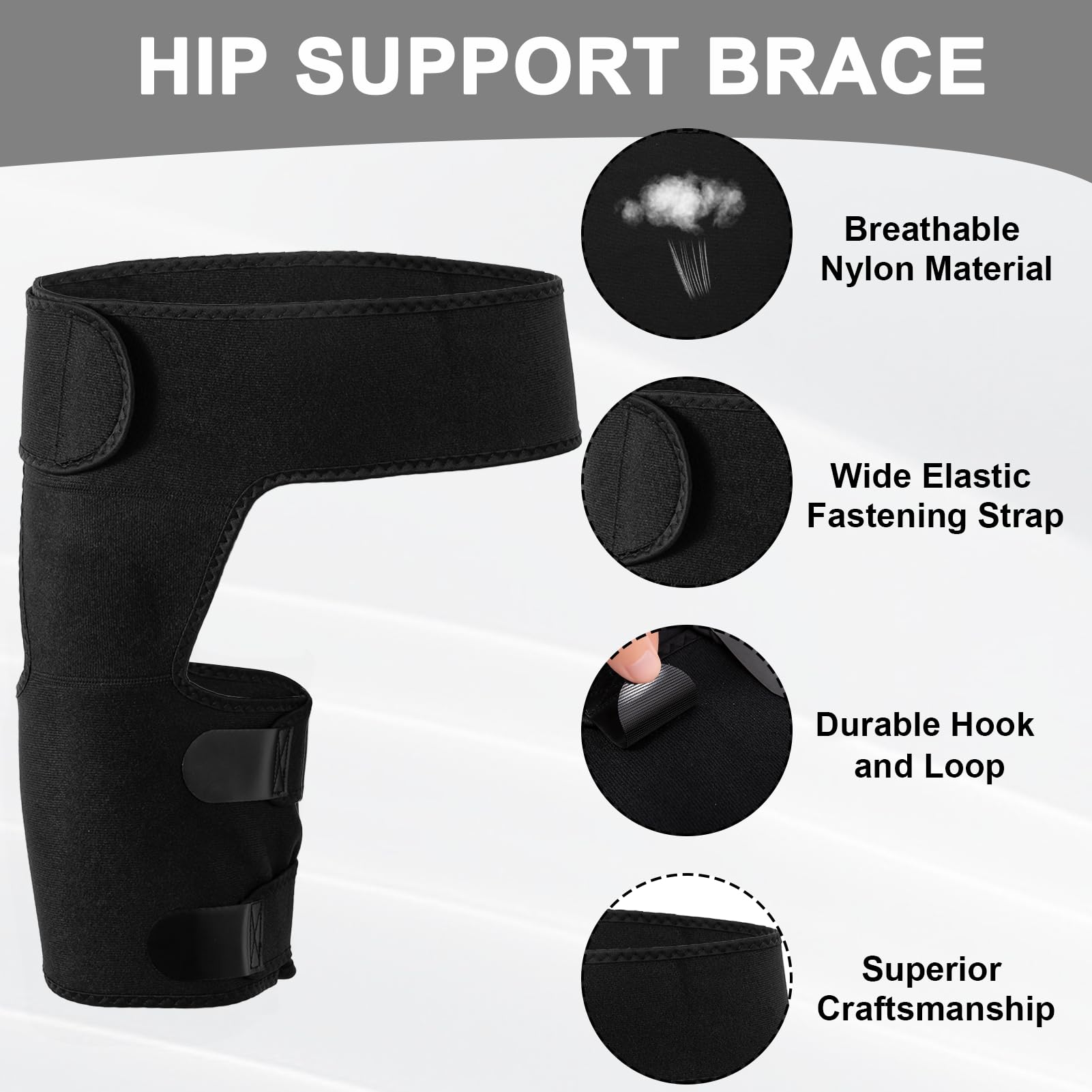 Verstellbare Hüftbandage zur Stützung und Linderung von Hüftschmerzen | Oberschenkel Kompressionsbandage, Hüftorthese für Arthritis, Bursitis, Piriformis und Ischias Schmerzen