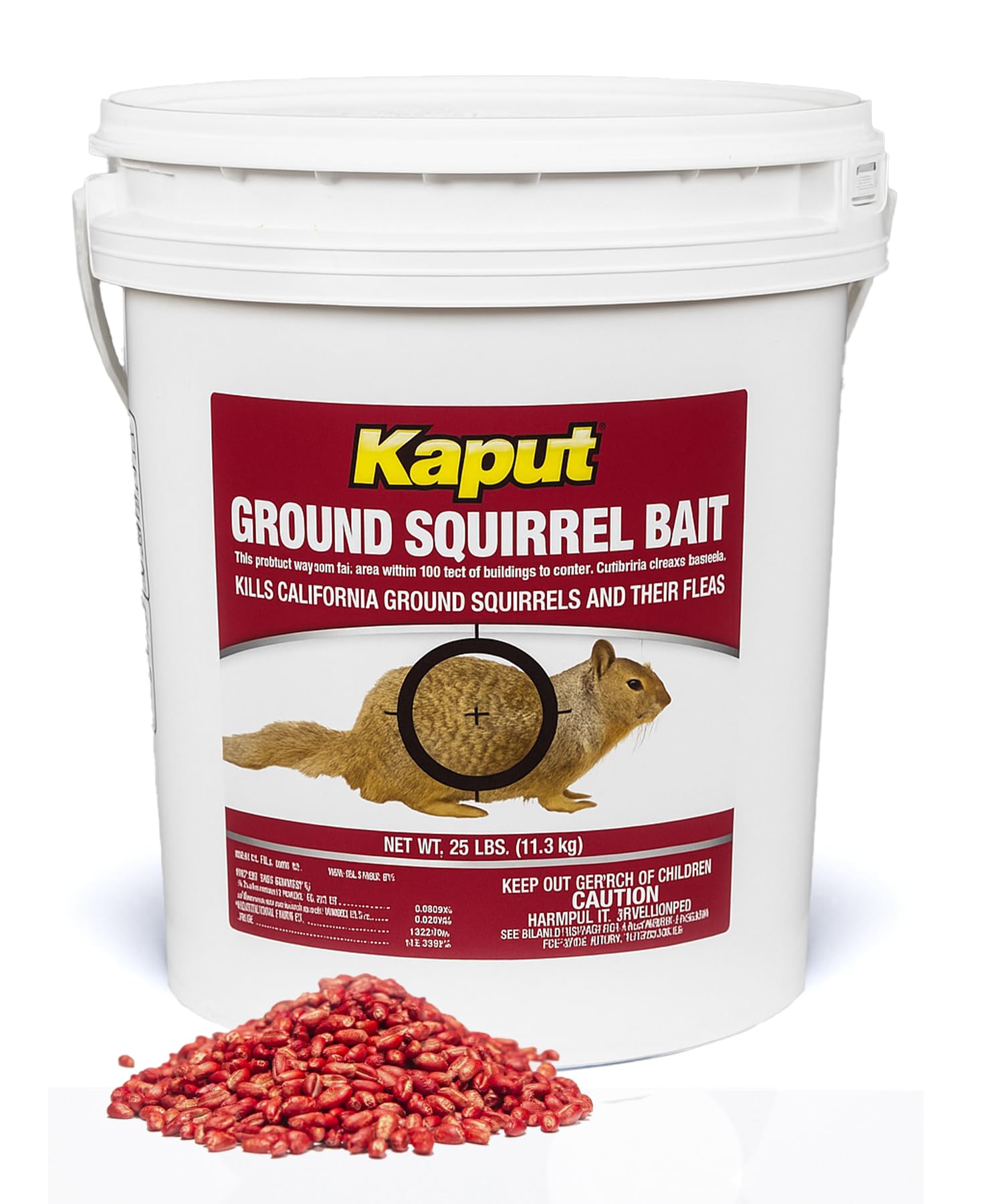 Kaput Squirrel Bait - Effective Fleas & Ground Squirrel Killer with Diphacinone & Imidacloprid - Targeted Pest Control for Outdoor Use, (25 lbs)