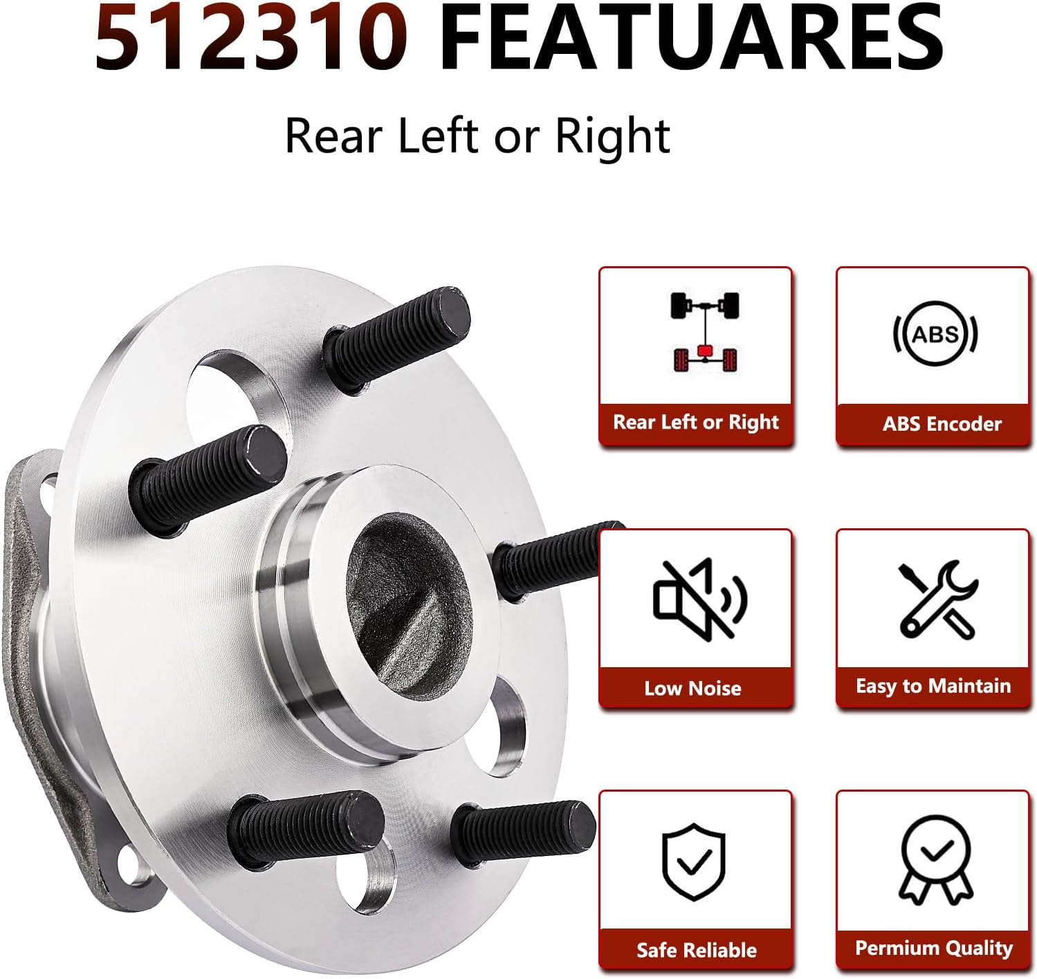 JLEO 512310 (Pair) Rear FWD Wheel Bearing and Hub Assembly Replacement Fits for Toyota Avalon 1995-2004,for Camry 1992-2001,for Solara 1999-2003,for Lexus ES300 1992-2001,for 1999-2003 RX300
