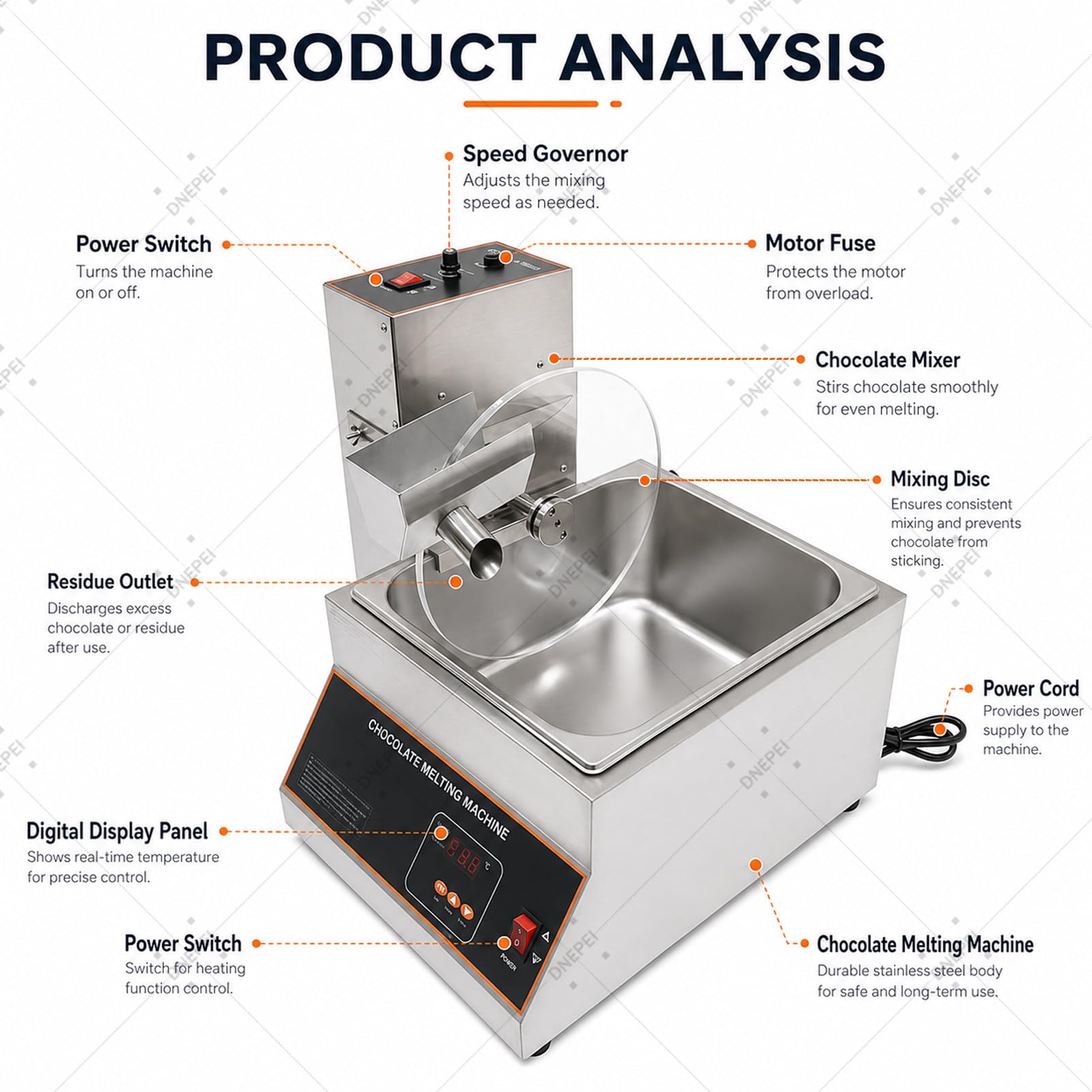 Vasca per Macchina scioglitrice e temperatrice di Cioccolato 12kgMeltingTank+Mixer