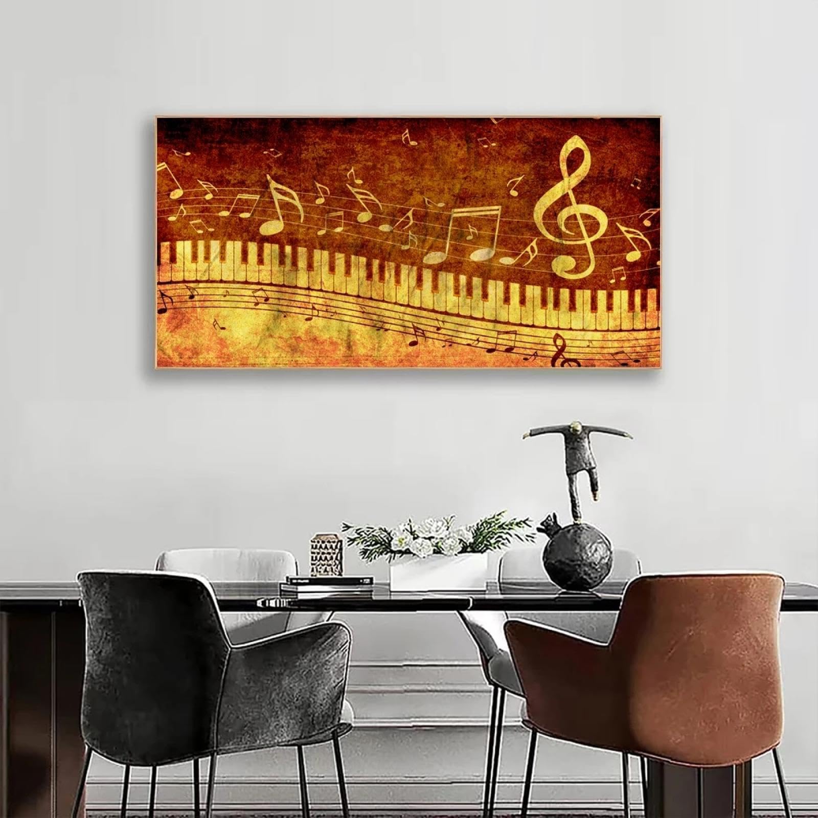 MAIMANG Carta da parati murale con note musicali, carta da parati artistica musicale, poster musicale, design unico per la casa, perfetto per l'arredamento del soggiorno, cornice 80x140 cm